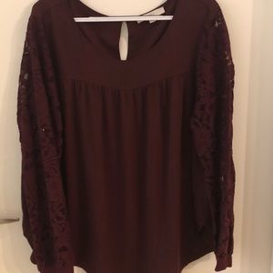 LOFT Long Sleeve Lace Blouse